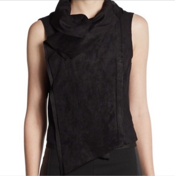BCBGMaxAzria black faux suede moto vest - Picture 3 of 10